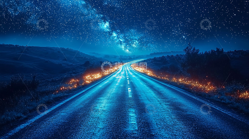 高清大图下载【趣麦麦图】星空公路