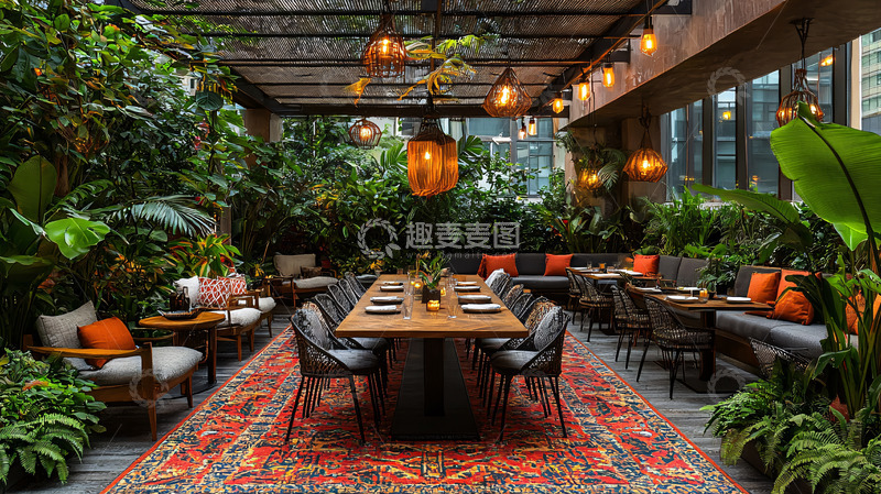高清大图下载【趣麦麦图】热带植物餐厅室内设计