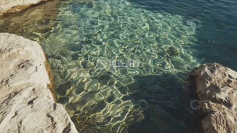 高清大图下载【趣麦麦图】清澈见底的海水与岩石