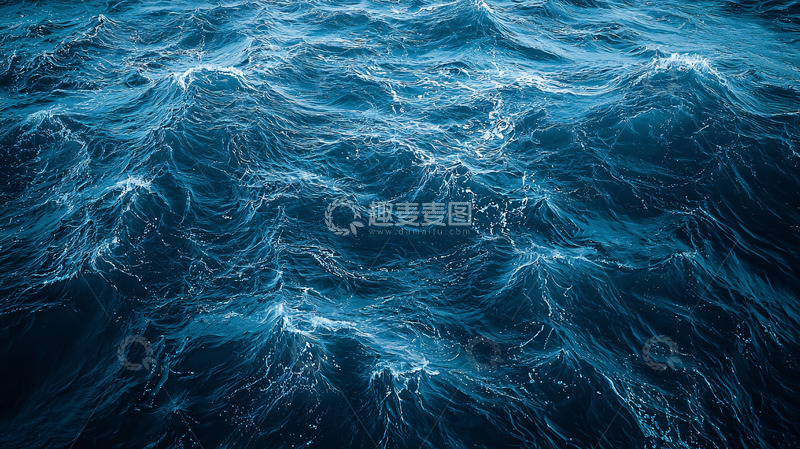 高清大图下载【趣麦麦图】深蓝色海面波涛汹涌