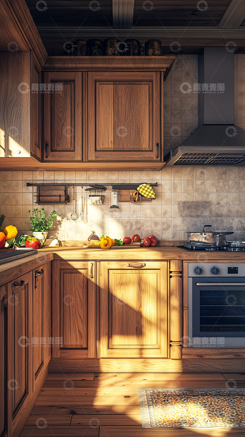 高清大图下载【趣麦麦图】温暖阳光下的乡村厨房
