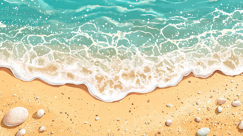 高清大图下载【趣麦麦图】海滩波浪的明媚一角
