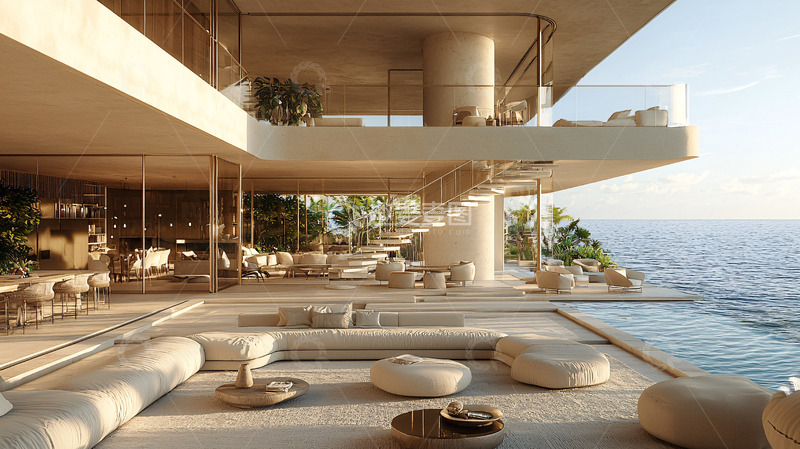 高清大图下载【趣麦麦图】海边现代简约别墅