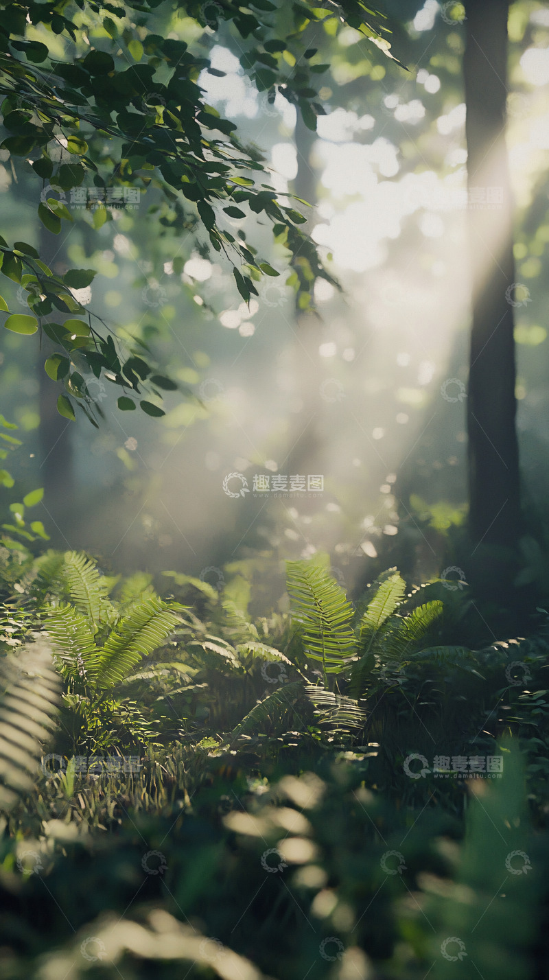 高清大图下载【趣麦麦图】森林阳光透过树叶