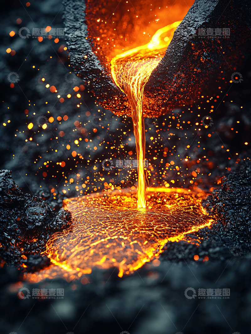 高清大图下载【趣麦麦图】炽热熔岩倾泻而出
