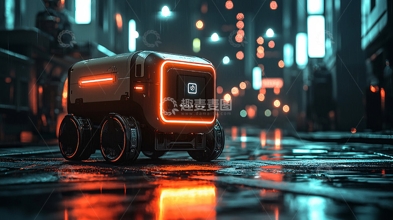 高清大图下载【趣麦麦图】未来都市送货机器人