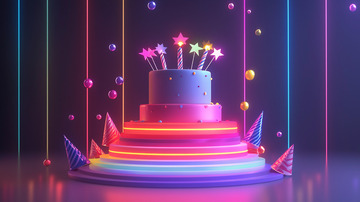 霓虹灯生日蛋糕