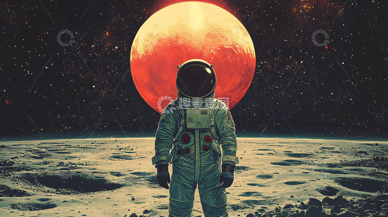 高清大图下载【趣麦麦图】宇航员太空月球