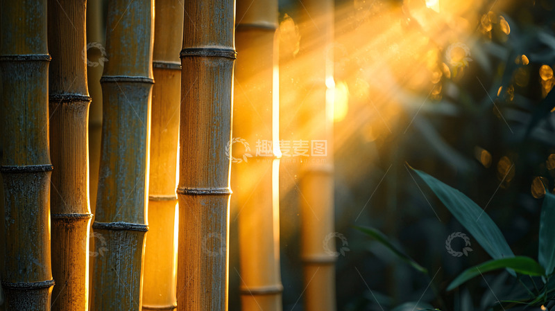 高清大图下载【趣麦麦图】阳光透过竹林