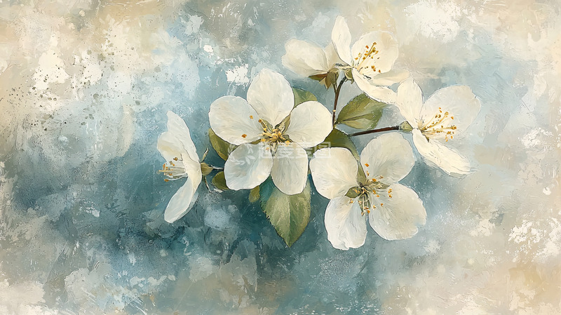 高清大图下载【趣麦麦图】水彩风格白色花朵