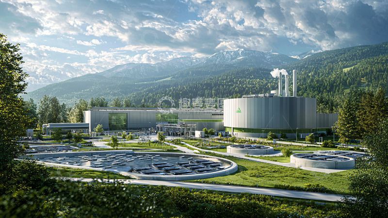 高清大图下载【趣麦麦图】山脚下的污水处理厂