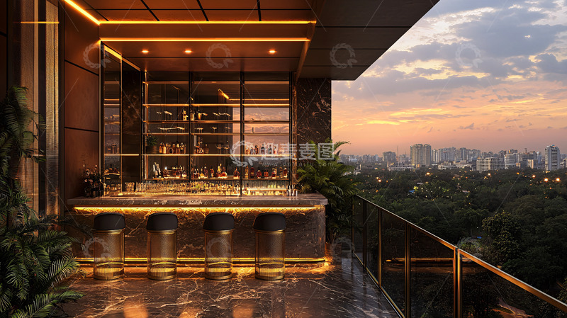高清大图下载【趣麦麦图】高端公寓露台酒吧
