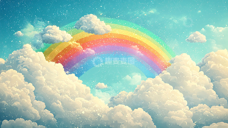 高清大图下载【趣麦麦图】云朵彩虹天空梦幻唯美背景