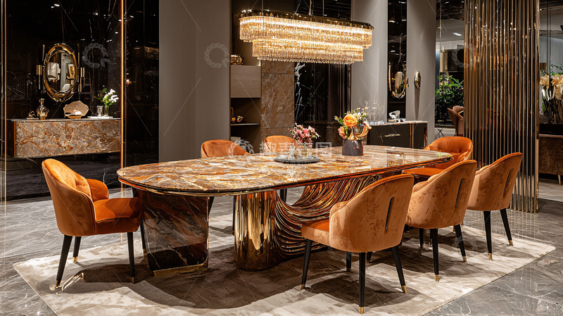 高清大图下载【趣麦麦图】奢华大理石餐桌椅组合