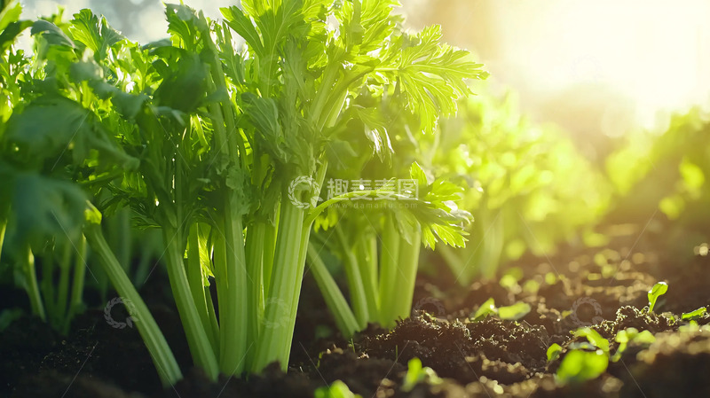 高清大图下载【趣麦麦图】阳光下生机勃勃的芹菜田
