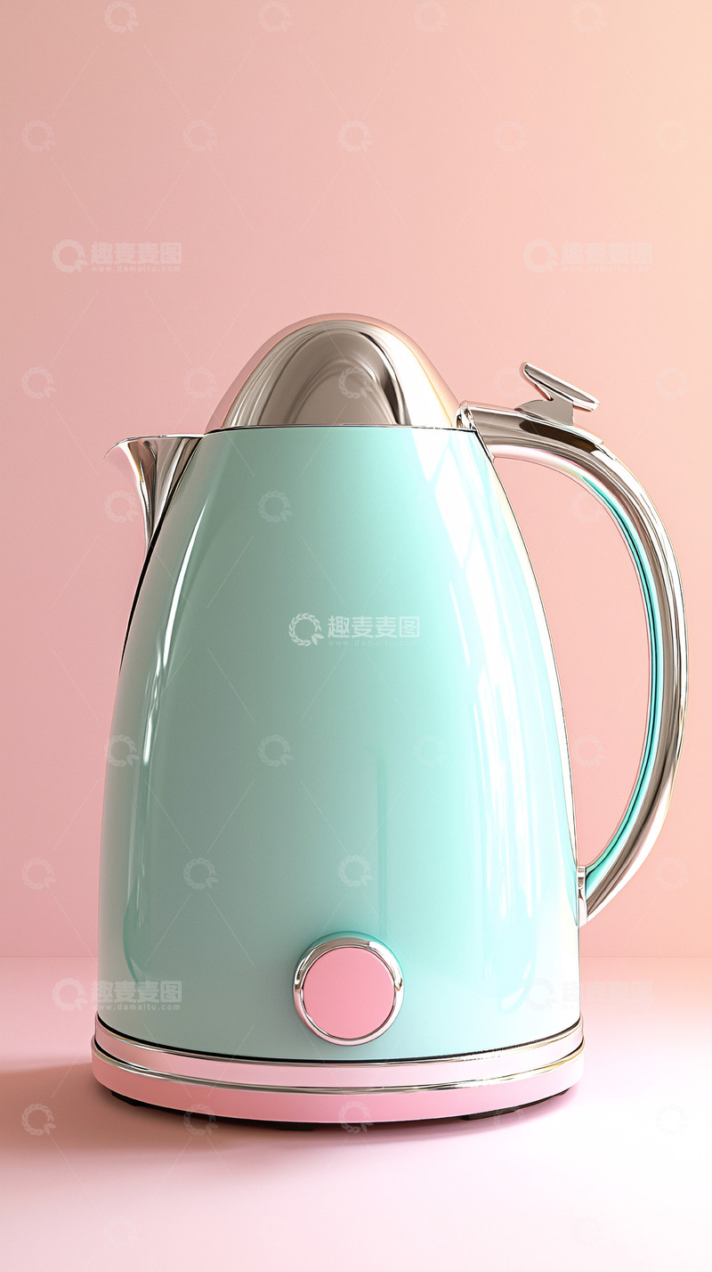 高清大图下载【趣麦麦图】复古青绿色电热水壶