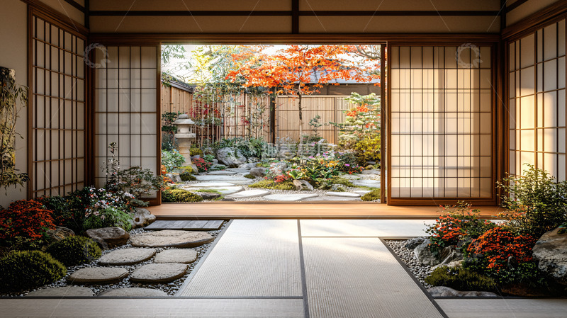 高清大图下载【趣麦麦图】日式庭院室内设计