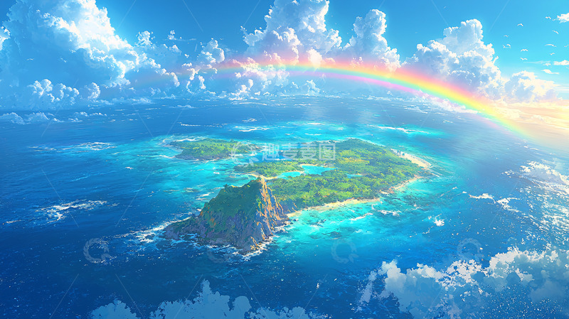 高清大图下载【趣麦麦图】彩虹天堂岛屿