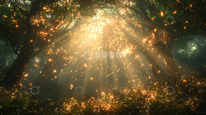 高清大图下载【趣麦麦图】森林光线