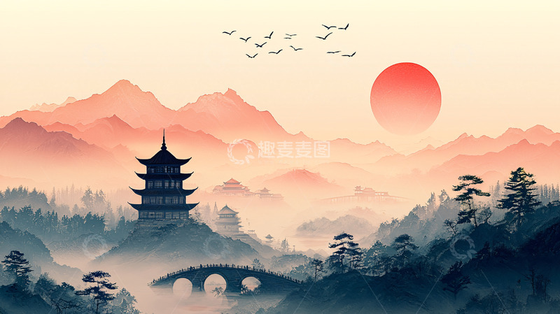 高清大图下载【趣麦麦图】水墨画山水