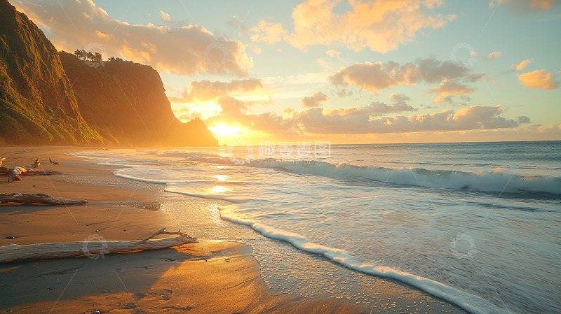 高清大图下载【趣麦麦图】日落海滩