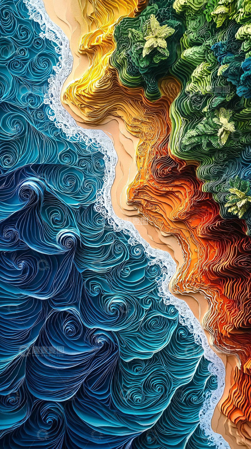 高清大图下载【趣麦麦图】艺术海滩俯视图