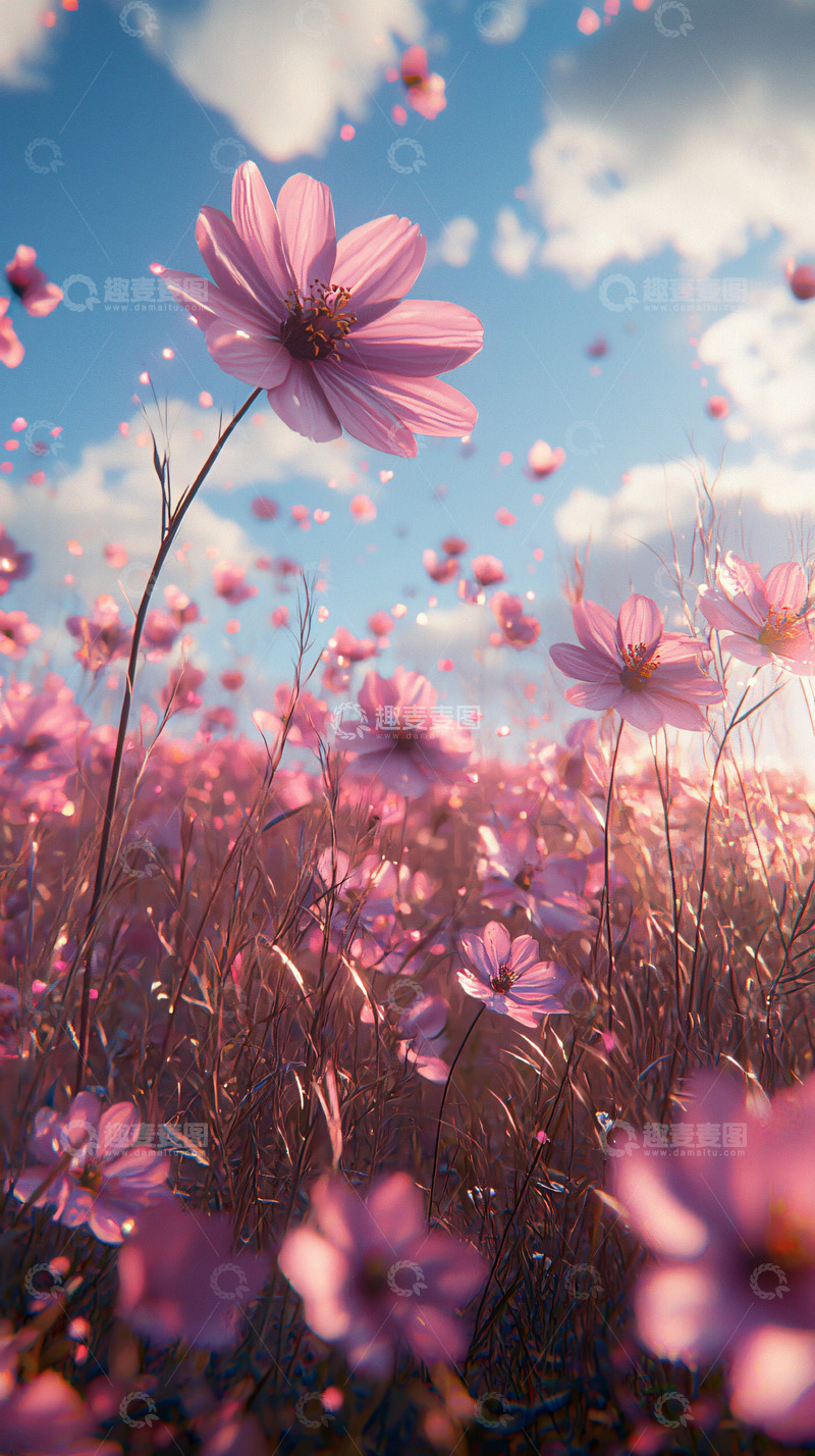 高清大图下载【趣麦麦图】粉色宇宙花田