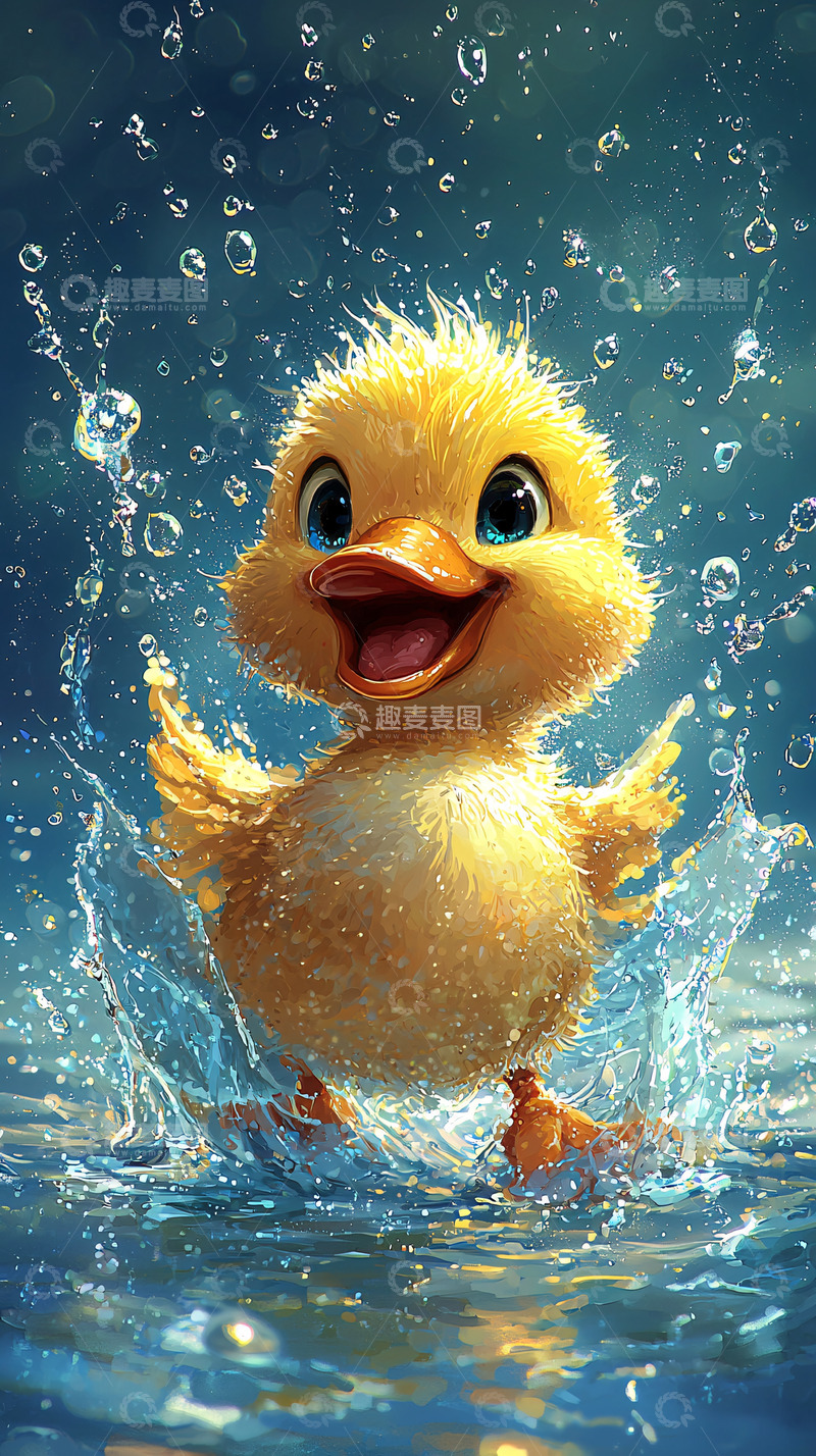 高清大图下载【趣麦麦图】小鸭子玩水