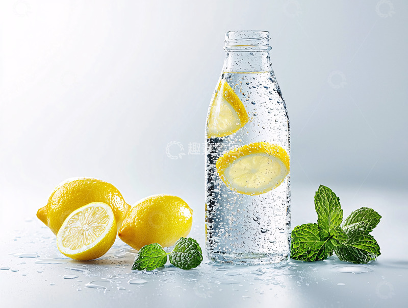 高清大图下载【趣麦麦图】柠檬水饮料瓶静物