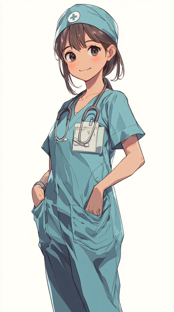 穿着手术服的可爱女护士