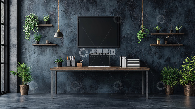 高清大图下载【趣麦麦图】暗色系工业风工作室背景