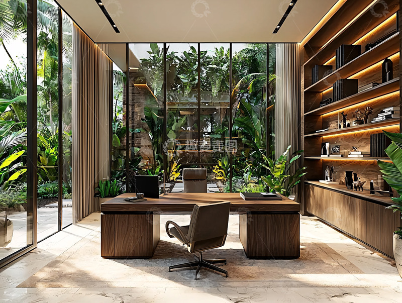 高清大图下载【趣麦麦图】现代简约木质书房