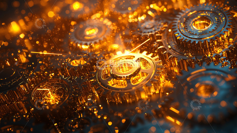 高清大图下载【趣麦麦图】燃烧的金属齿轮