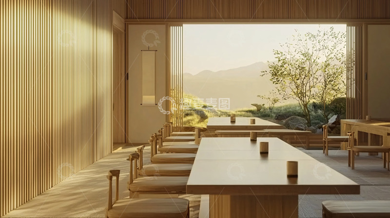 高清大图下载【趣麦麦图】极简日式木质餐厅