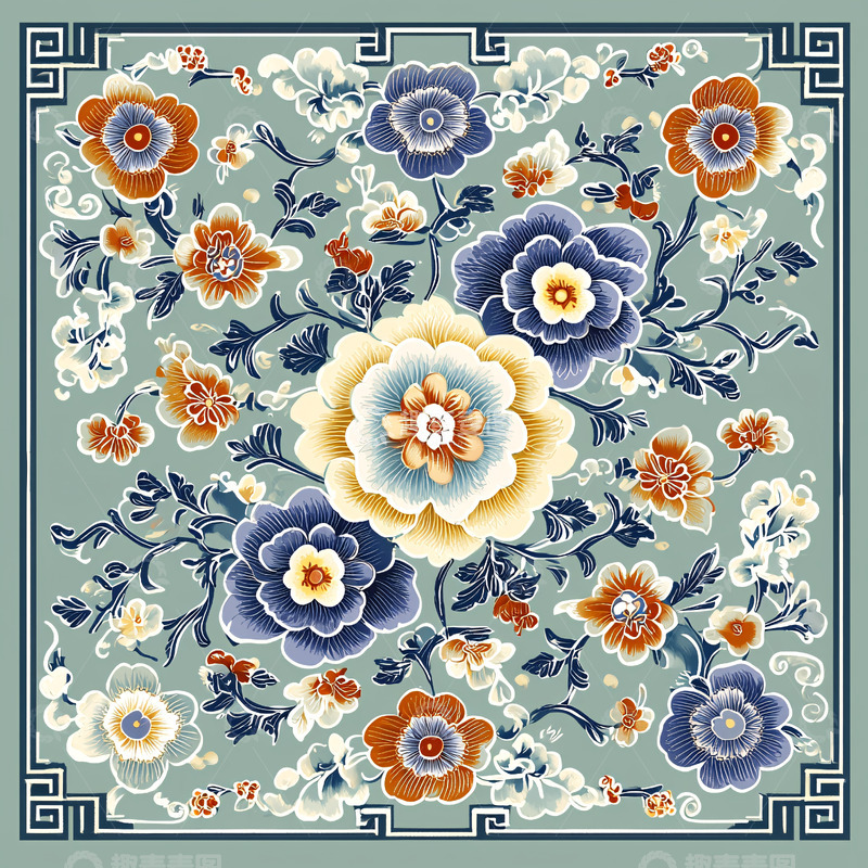 高清大图下载【趣麦麦图】精美复古花卉图案