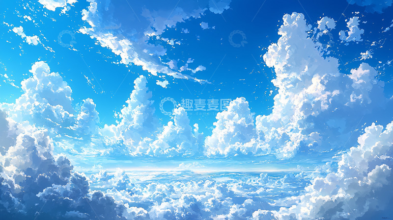 高清大图下载【趣麦麦图】动漫风格的蓝天白云