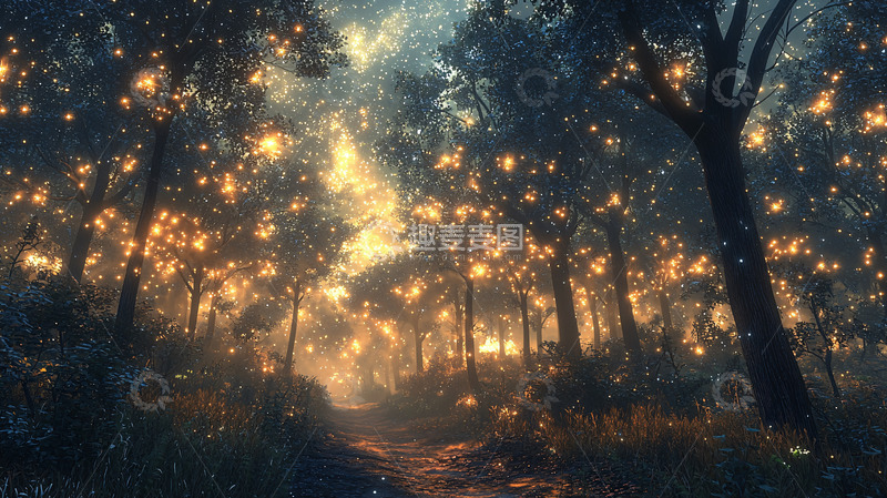 高清大图下载【趣麦麦图】萤火森林小路