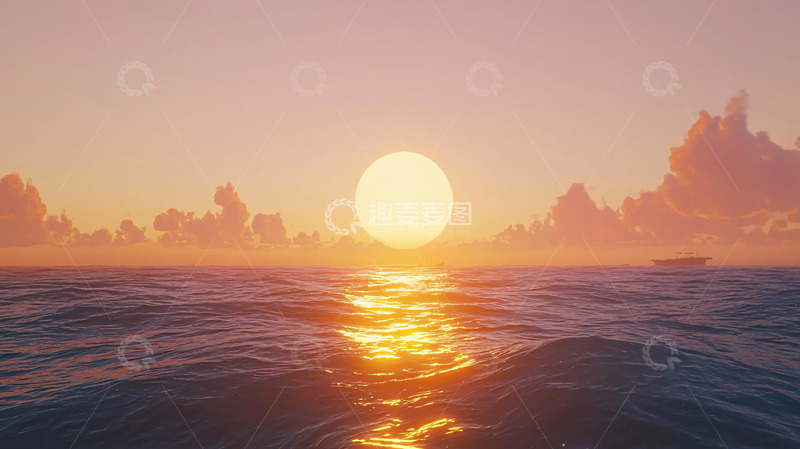 高清大图下载【趣麦麦图】海面日落