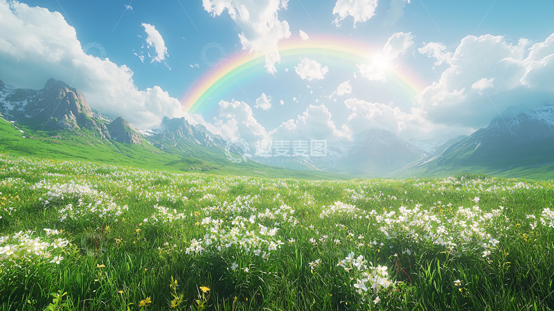 高清大图下载【趣麦麦图】彩虹山峦花海