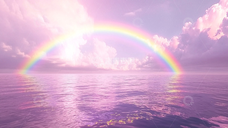 高清大图下载【趣麦麦图】粉色彩虹海景