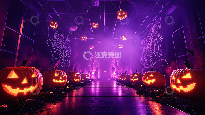 高清大图下载【趣麦麦图】万圣节南瓜灯隧道
