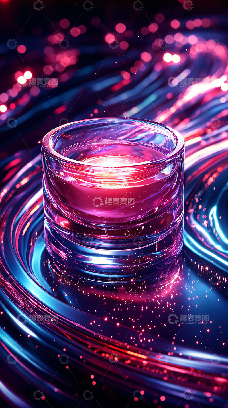 高清大图下载【趣麦麦图】炫彩玻璃杯液体光影