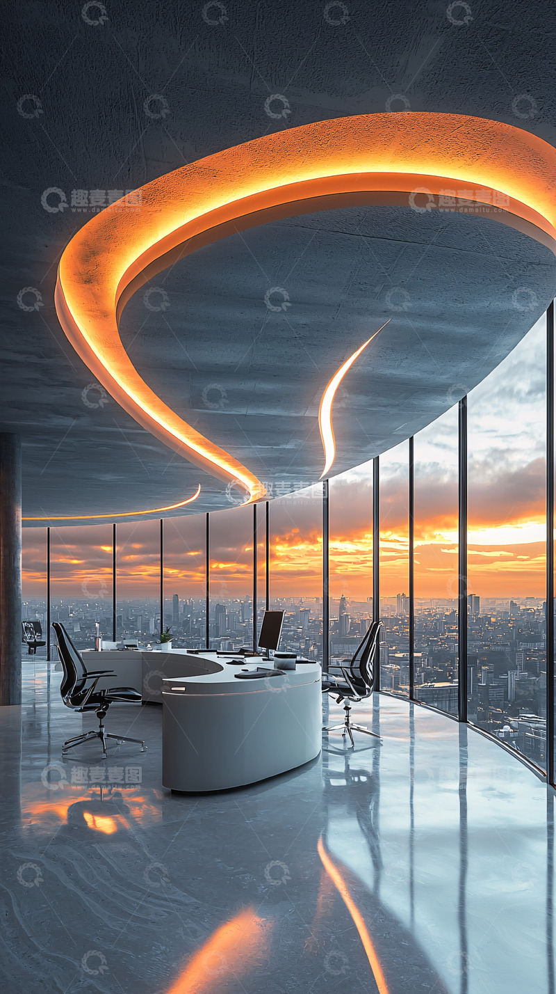 高清大图下载【趣麦麦图】极简现代风格高层办公室