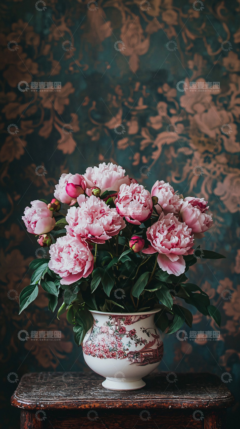 高清大图下载【趣麦麦图】粉色牡丹花束