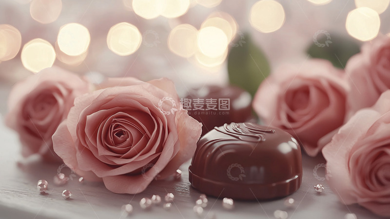 高清大图下载【趣麦麦图】粉色玫瑰巧克力