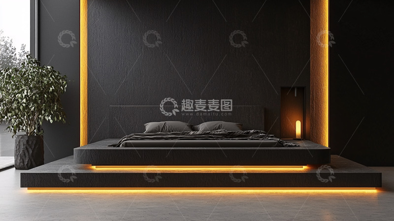 高清大图下载【趣麦麦图】豪华黑色风格卧室