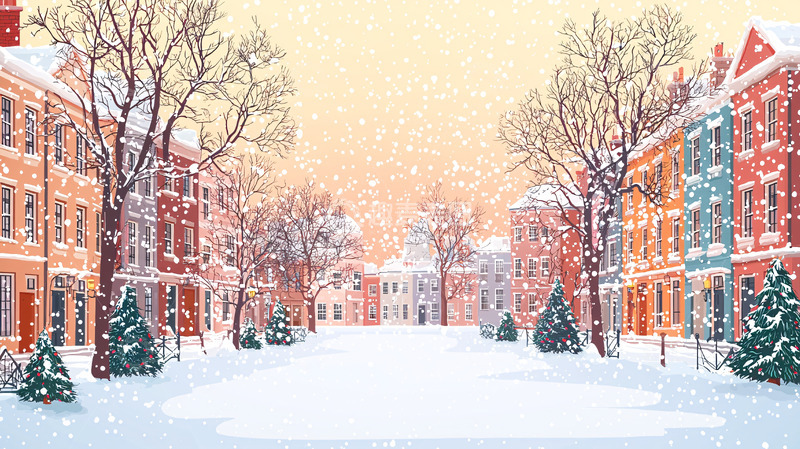 高清大图下载【趣麦麦图】冬日雪景街道