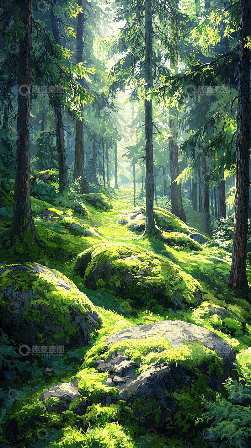 高清大图下载【趣麦麦图】阳光森林小路