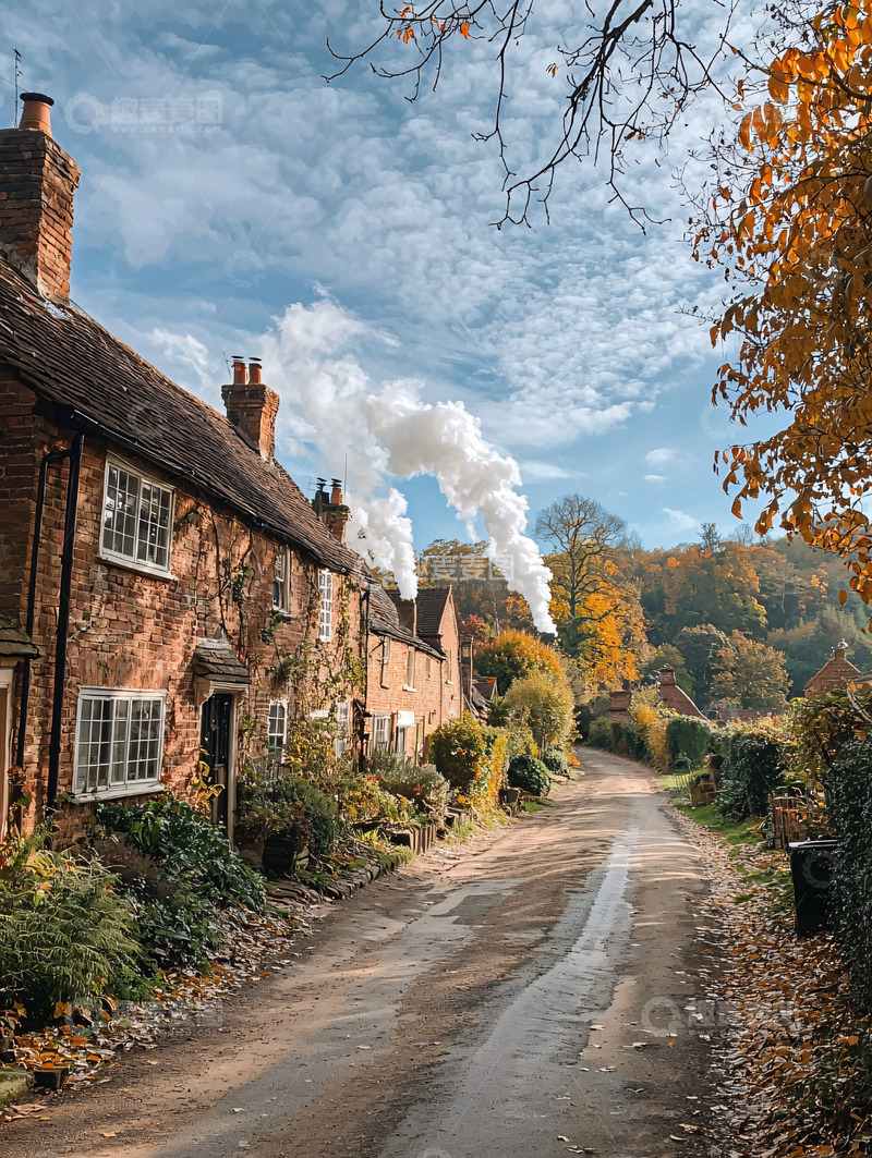 高清大图下载【趣麦麦图】英式乡村小屋秋日景象