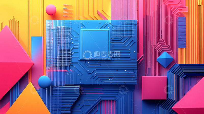 高清大图下载【趣麦麦图】抽象几何电路板